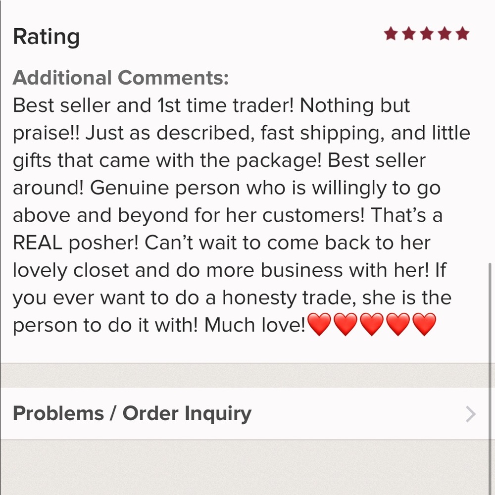 💗Sharing a rating I received💗